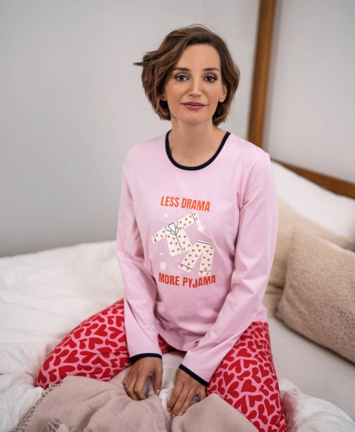 Ringella 6511202 Pyjama mit Motivdruck und gestreifter Hose