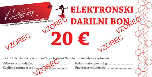 Elektronski darilni bon Neža za 20 €